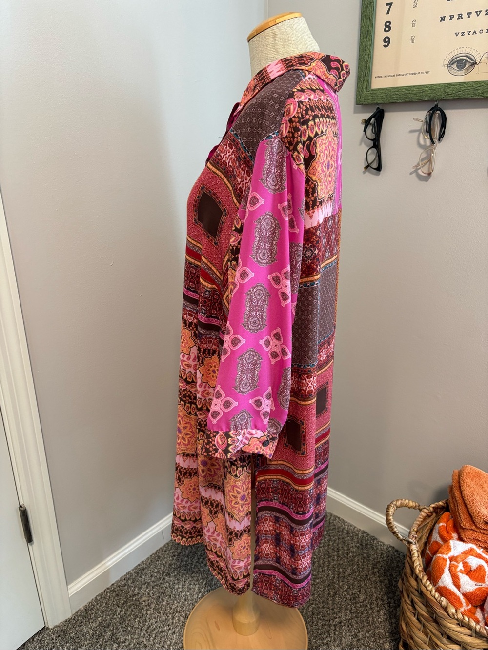 Long Tunic Length Button Down Blouse - Picture 3 of 6